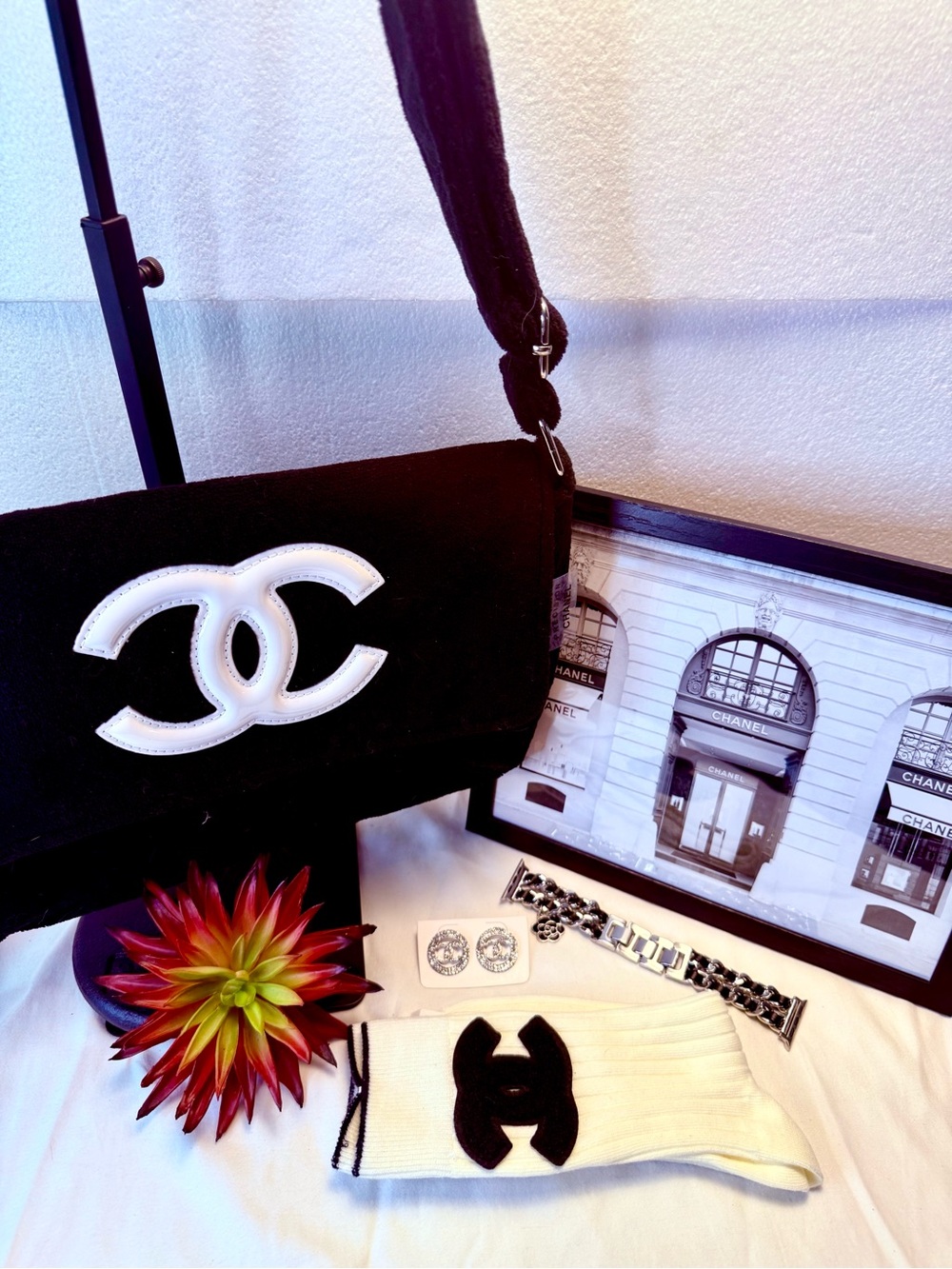 GWP Soft Black Shoulder/Crossbody Bag with White Logo Accent